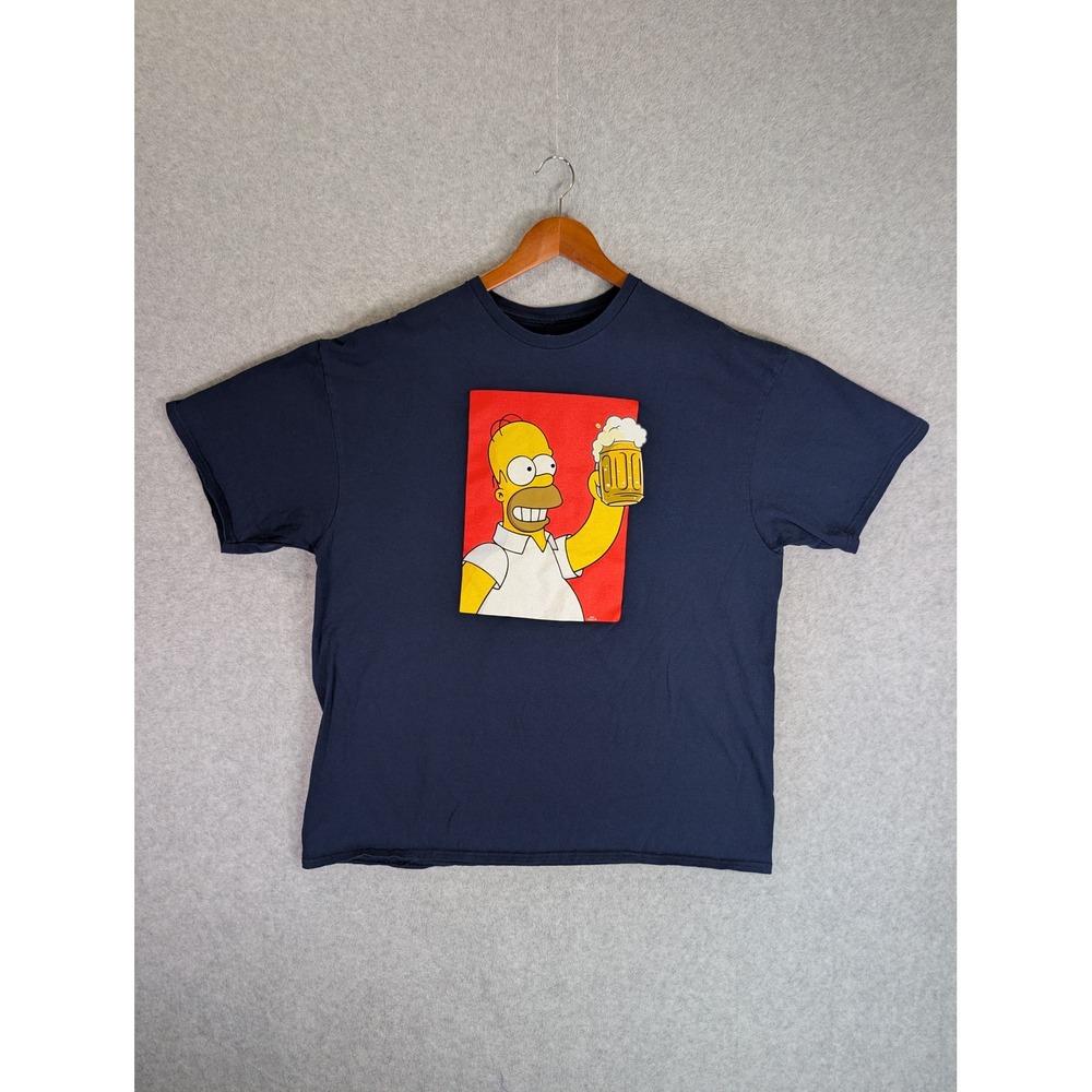 The Simpsons Homer Beer Graphic T-Shirt Navy 2XL 20th Television Matt Groening